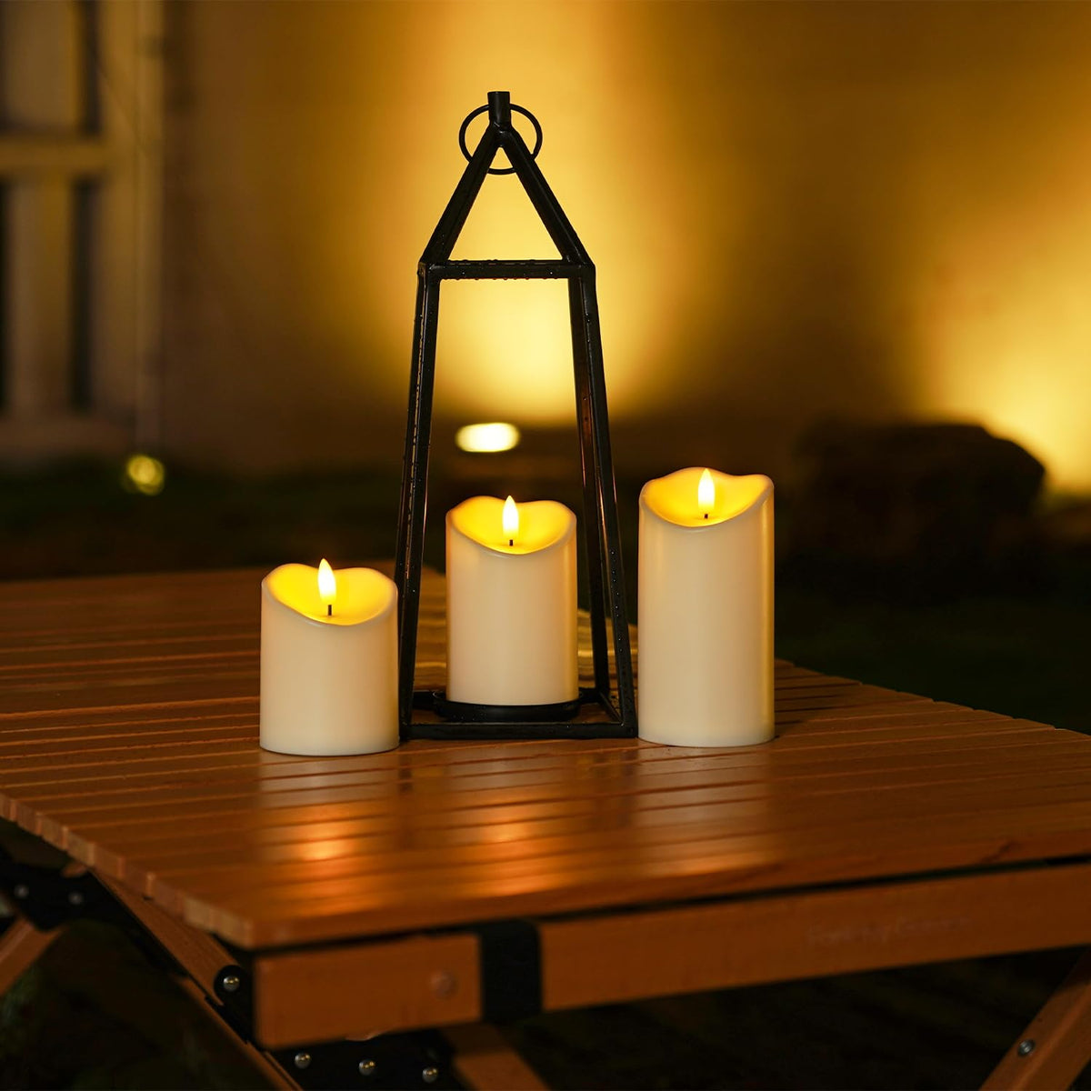 Homemory Outdoor Waterproof Flameless Candles, Dark Ivory, Set of 2, D 3"
