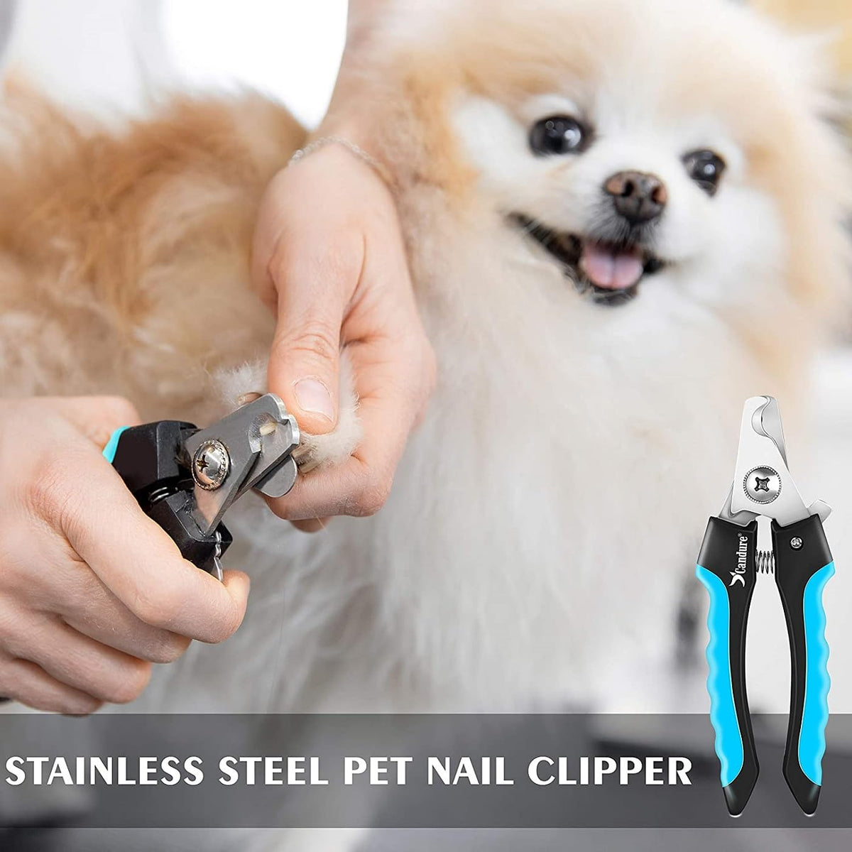 Candure Dog Nail Clippers for Large, Medium and Small Breed Professional Pet Nail Clipper Suitable for Cats, Rabbits and Guinea Pigs with Safety Lock (All Size Pets, Dark Blue)