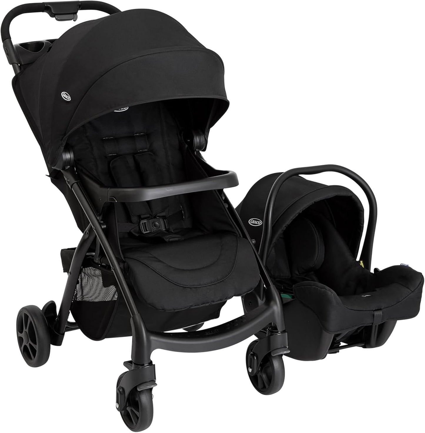 Graco Tavira Travel System - Suitable from Birth to Approx. 4 Years (0-22kg). One-Hand Folding, Compact Pushchair, Includes i-Size car seat, Midnight Fashion