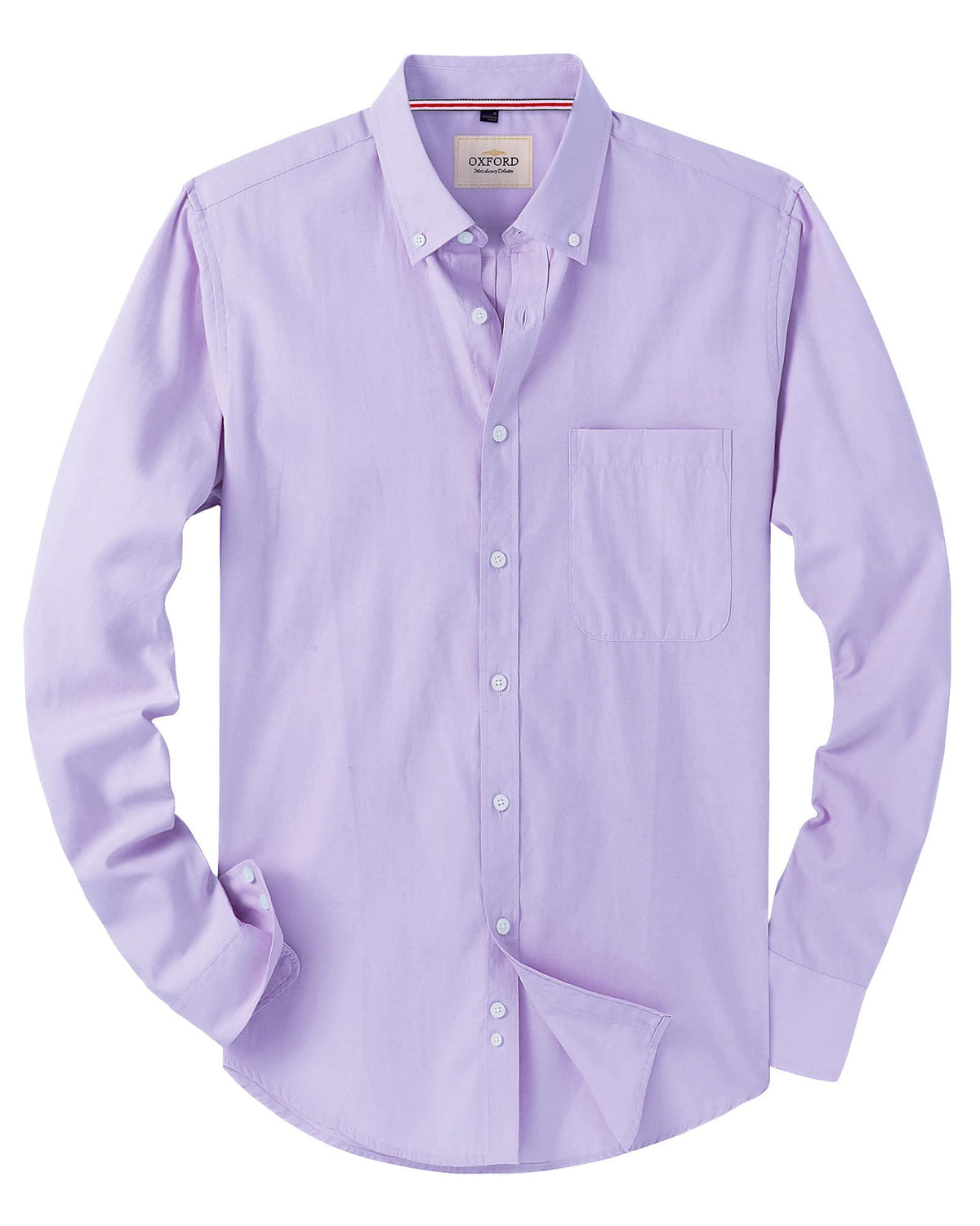 J.VER Men's Long Sleeve Oxford Shirts Smart Casual Business Formal Plain Non Iron Button Down Shirt with Pocket