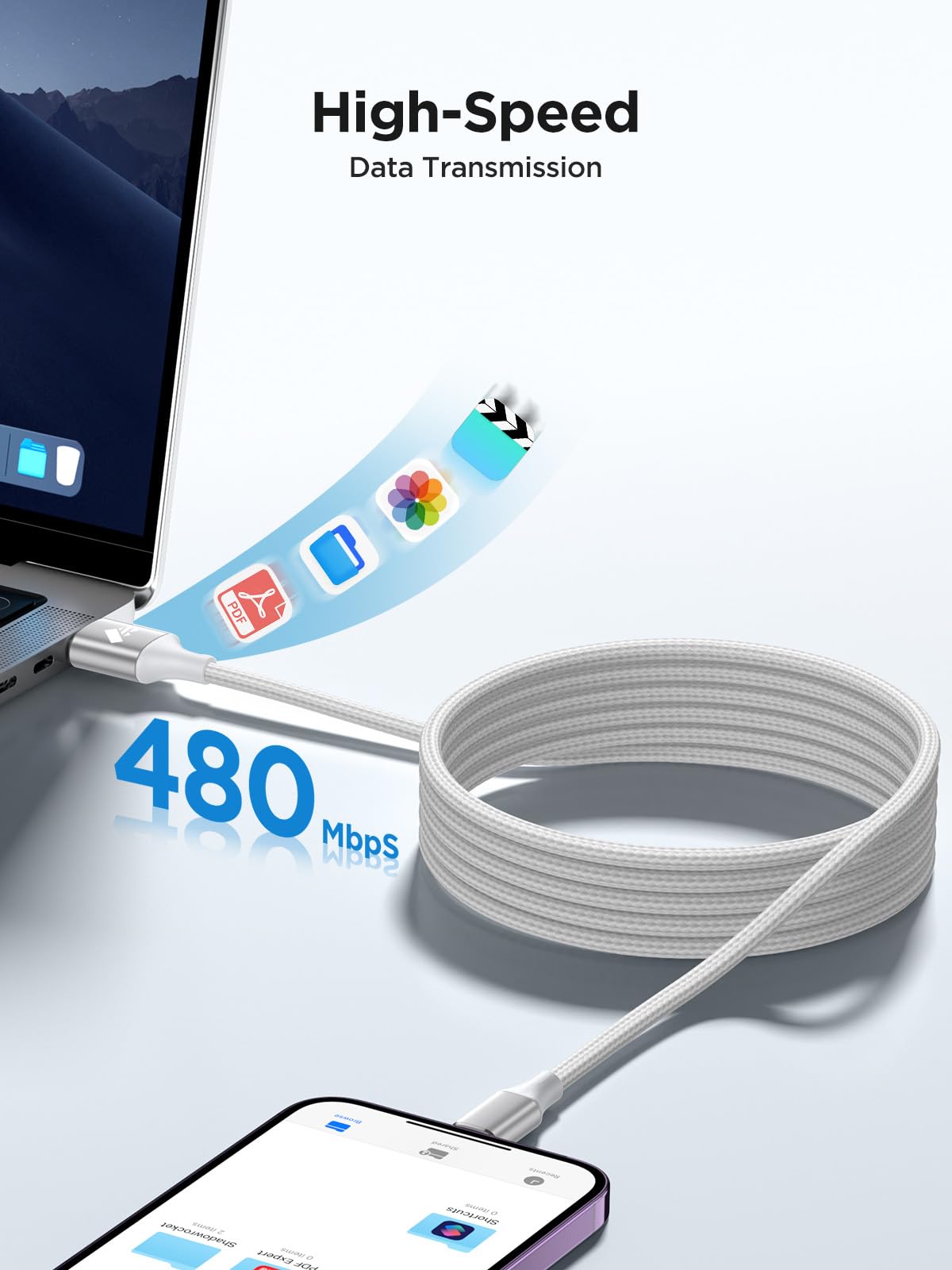 Aioneus iPhone Charger Cable 2M MFi Certified Lightning Cable Fast Charging