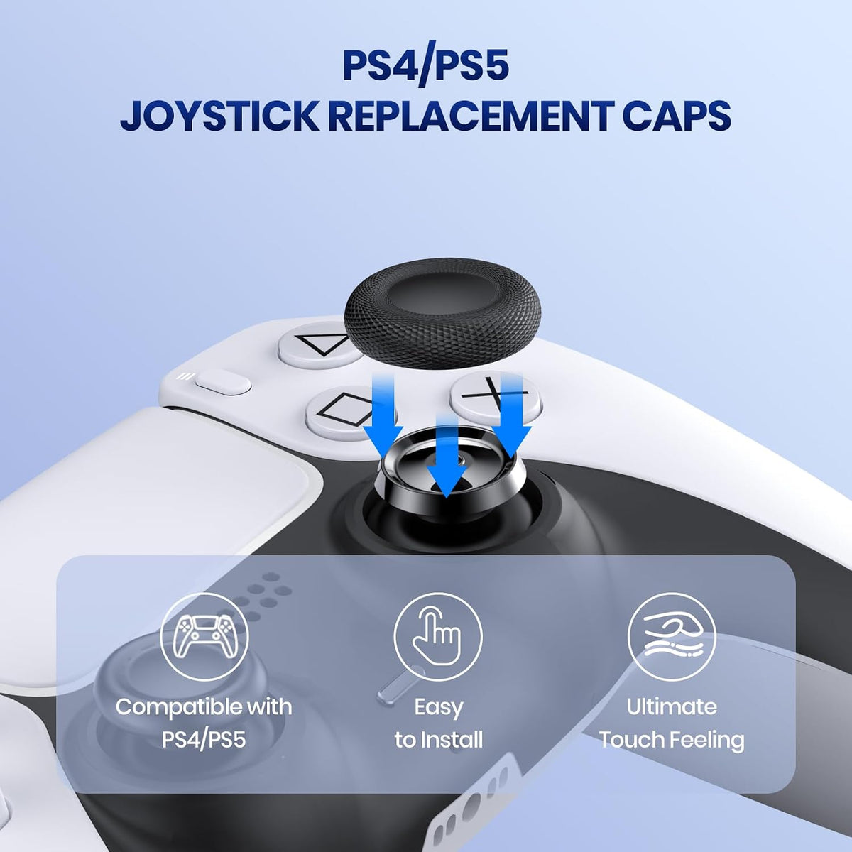 NEWDERY Joystick Replacement Grip Caps for PS5/PS4 Controller
