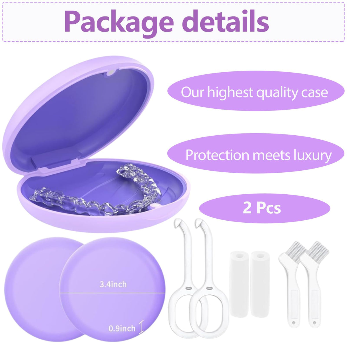 Retainer Case, Slim Aligner Cases for Invisalign, Mouthguard Case with Removal Tools& Aligners Chewies& Brush, Removable Inner Tray Silicone for Easy Cleaning (Pink)