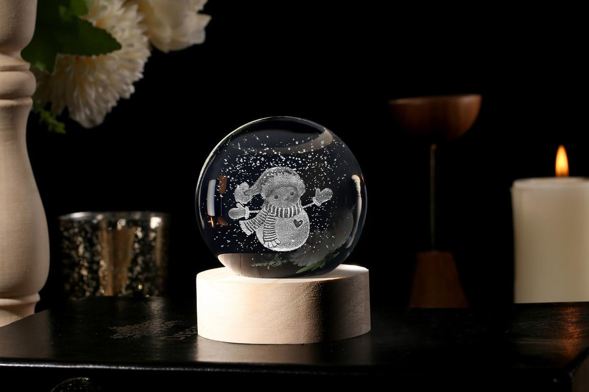 Glass Christmas Reindeer 3D Crystal Ball Christmas Ornaments