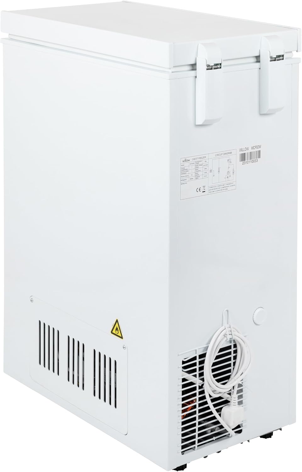 Willow WCF60W Freestanding 51L Chest Freezer with Removable Storage Basket, Suitable for Outbuildings and Garages, 2 Years Warranty - White