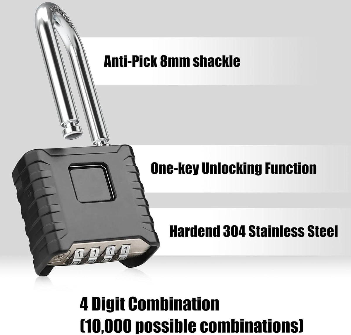 Diyife Large Heavy Duty Combination Padlocks Outdoor, 52mm Weatherproof