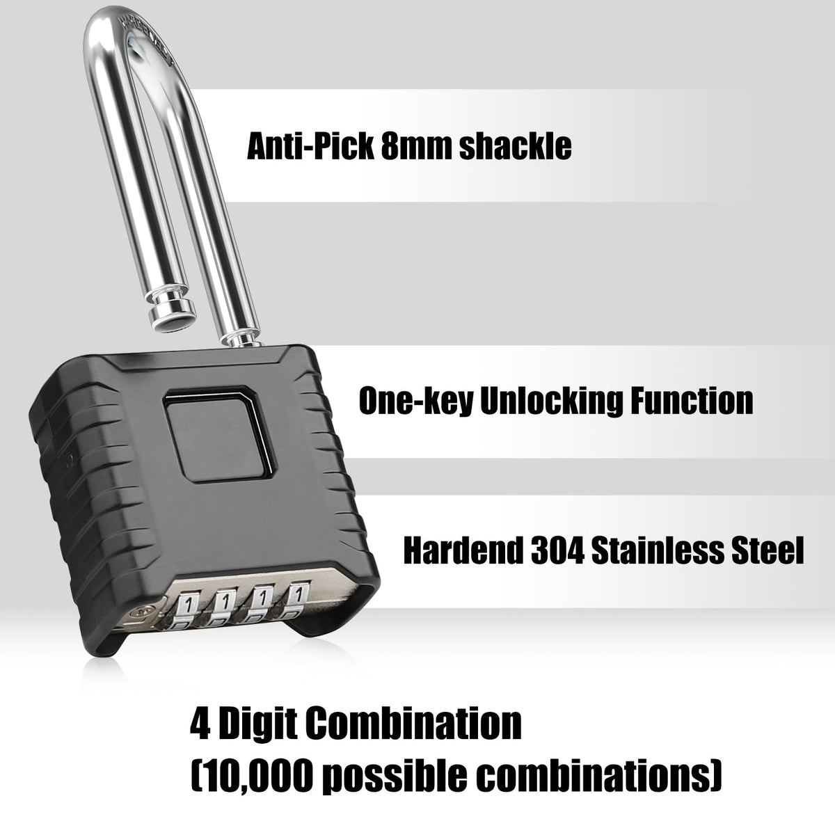 Diyife Large Heavy Duty Combination Padlocks Outdoor, 52mm Weatherproof