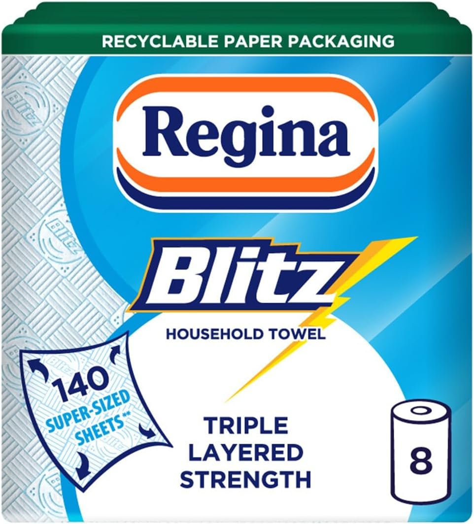Regina Blitz, 8 Rolls of Household Towel, 3-Ply