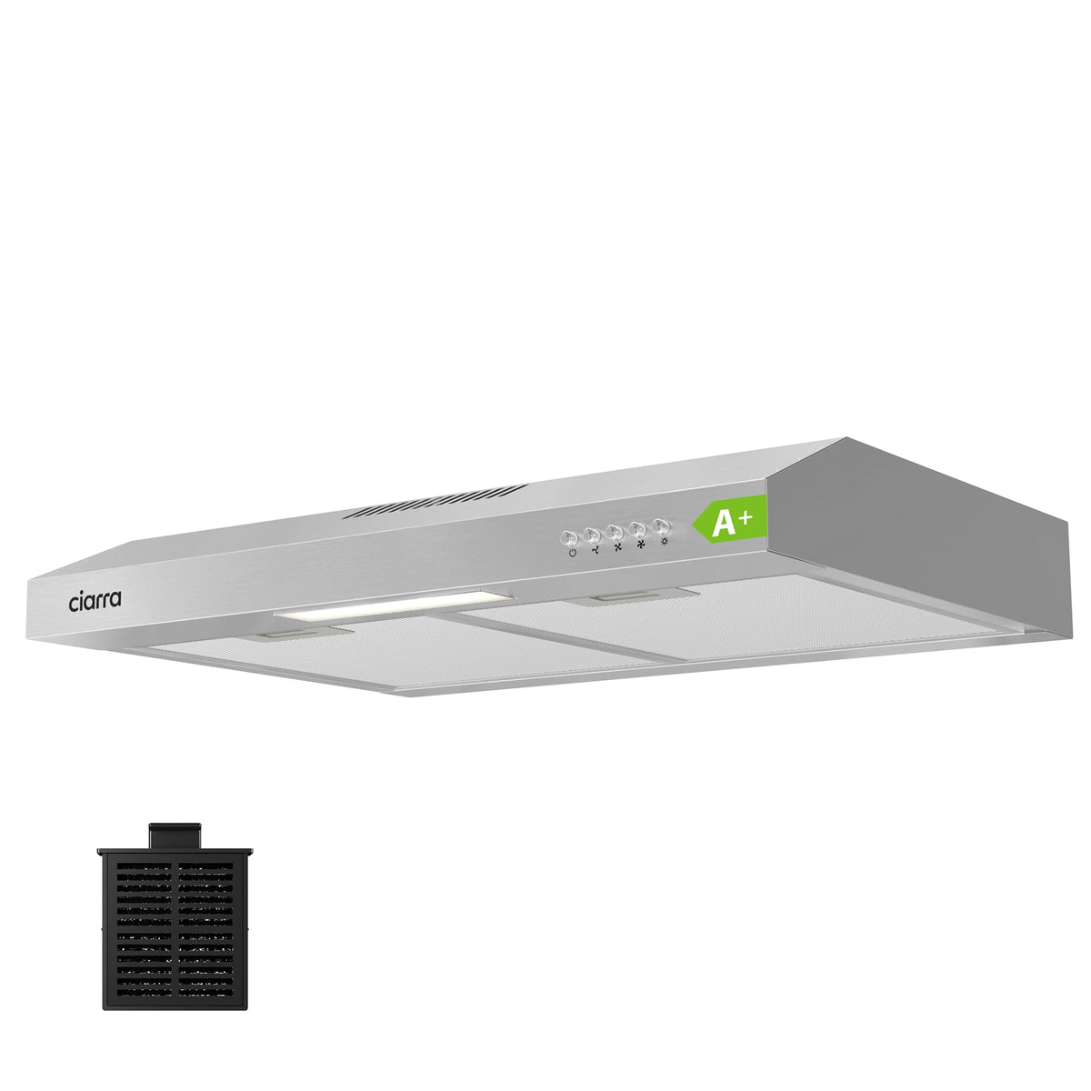 CIARRA 60cm Visor Cooker Hood Undercabinet Hoods Stainless Steel Wall Mounted Kitchen Extractor Fan Model CBCS6903