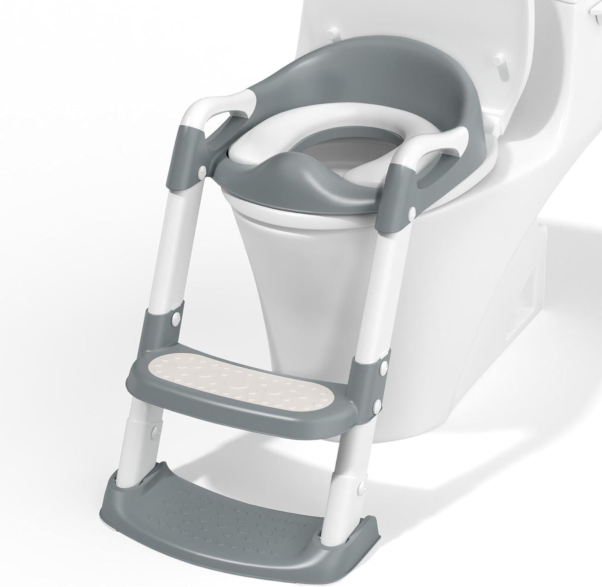COOSEYA Potty Training Toddler Toilet Seat,Kids Toilet Seat and Step,Grey