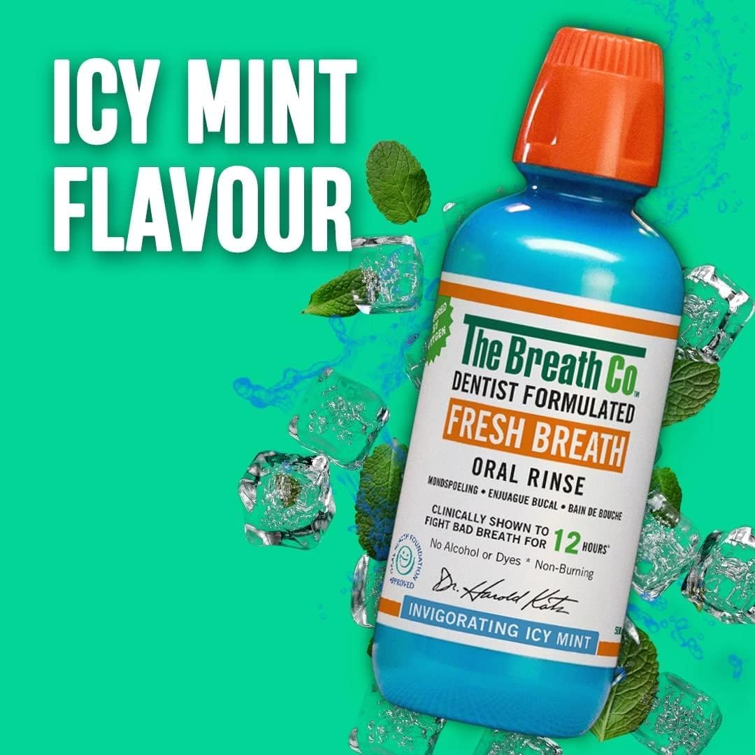 The Breath Co. ICY Mint Mouthwash, 12 Hours Fresh Breath, 500ml