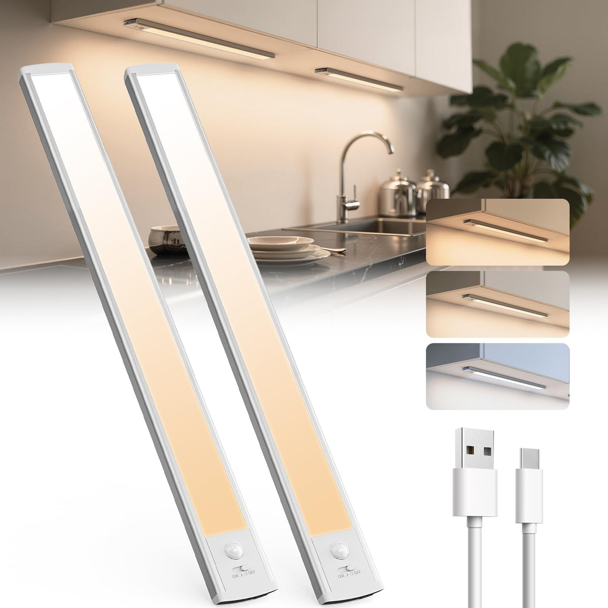 20cm Under Cabinet Kitchen Lights, Motion Sensor Lights Indoor