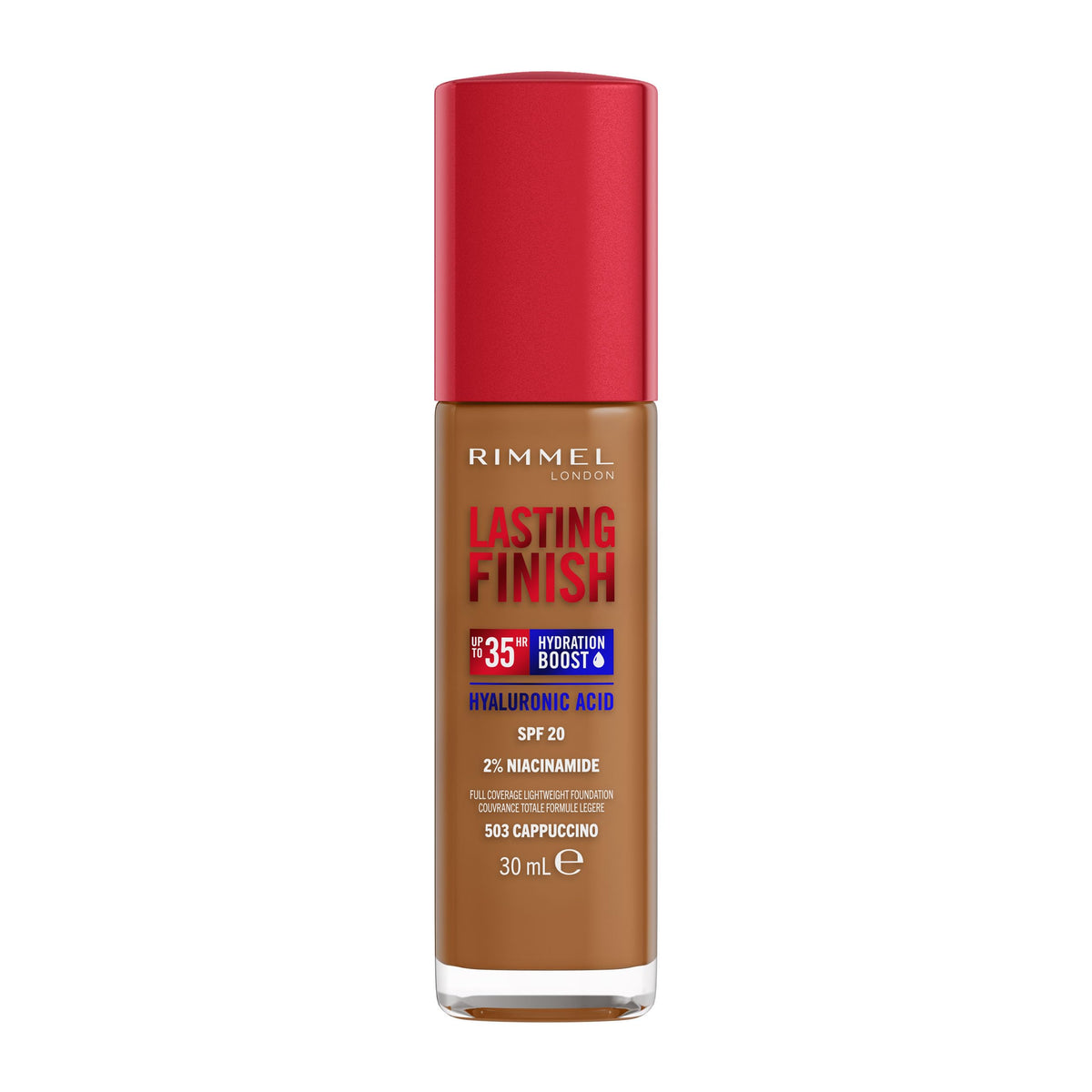 Rimmel Lasting Finish 35Hr Foundation 300 Sand, Full Coverage, Hydrating, SPF20, Hyaluronic Acid, Vitamin E, 2% Niacinamide, All Day Wear, Vegan, Cruelty Free