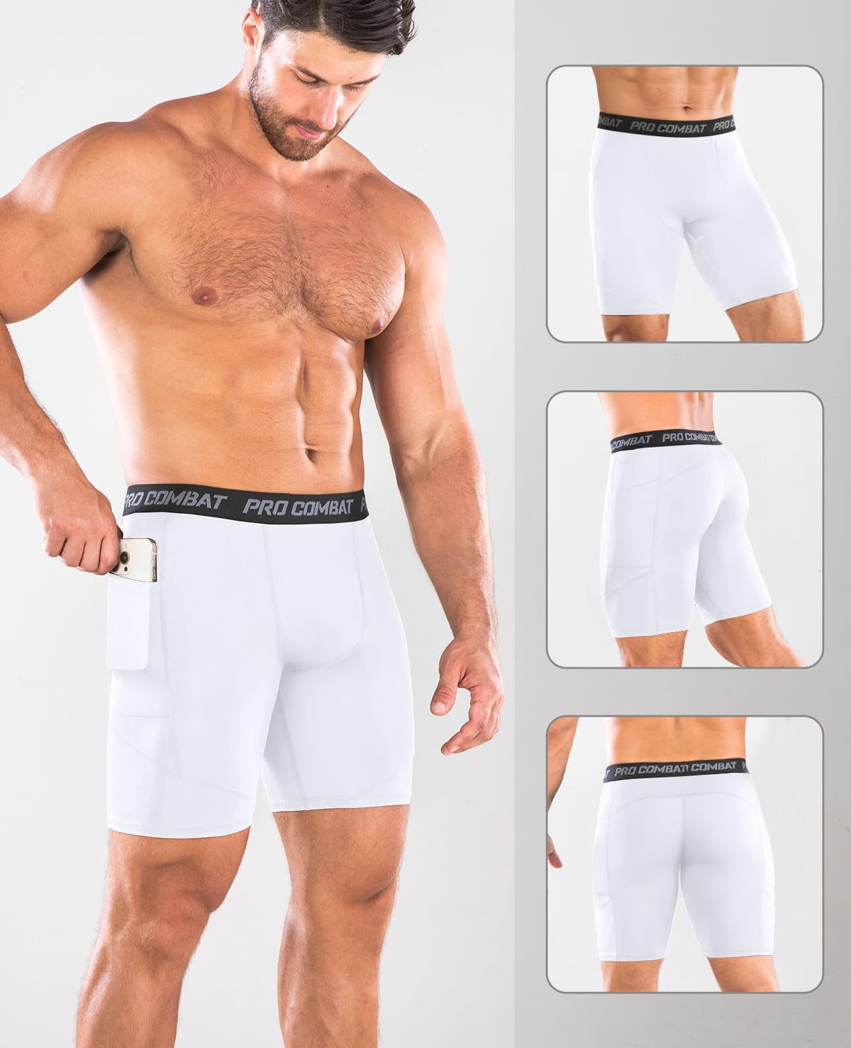 Niksa Compression Shorts Men, 1 Pack or 3 Packs Gym Running Shorts with Pockets Sports Anti Chafing Underwear Base Layer Shorts Quick-Drying Fabric Undershorts Men’s Workout Shorts