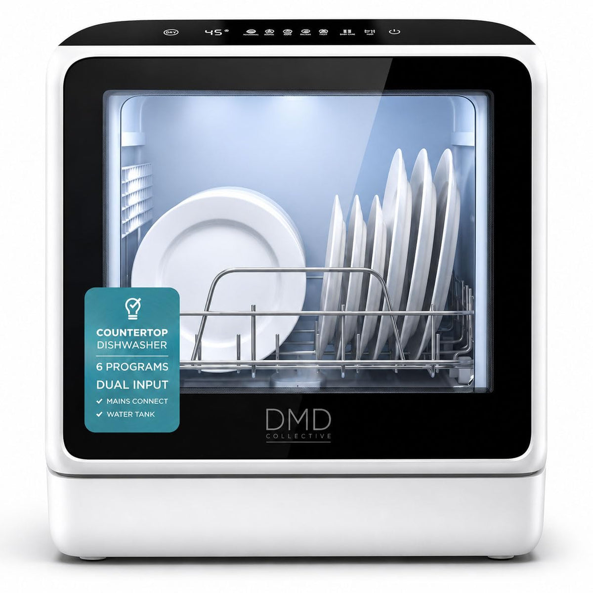 DMD Collective - 5L Table Top Dishwasher, Compact Mini Dishwasher, Black