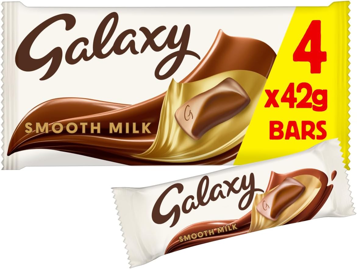 Galaxy Smooth Milk Chocolate Bars Multipack Vegetarian Snack Treat 4 x 42g