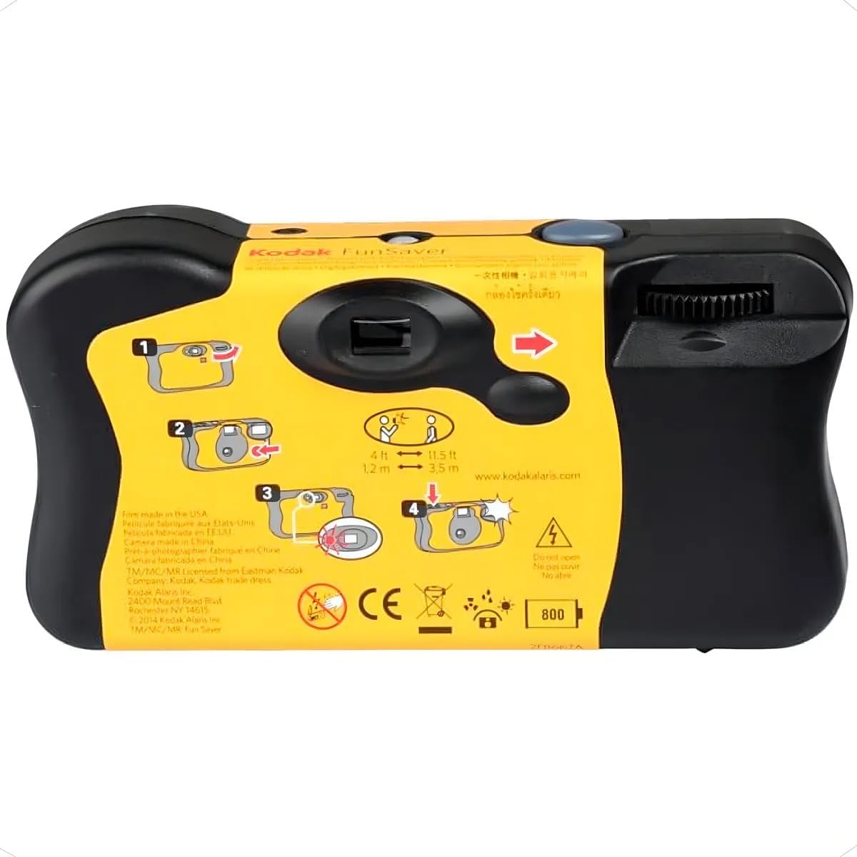 Kodak Fun Saver Disposable Camera with Flash – 27 Exposures, 35mm Film, Ready to Use, Ideal for Indoor and Outdoor Photography, Holidays and