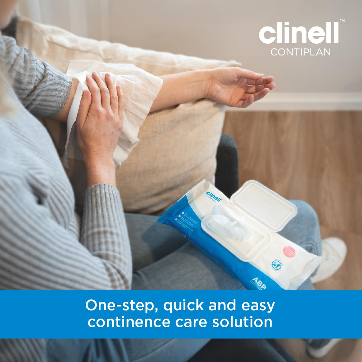 Clinell CONTIPLAN Incontinence Cleansing Cloths with Barrier Cream - All in One Cleansing Wipes Cleanses, Soothes and Moisturises - Pack of 25 Cloths