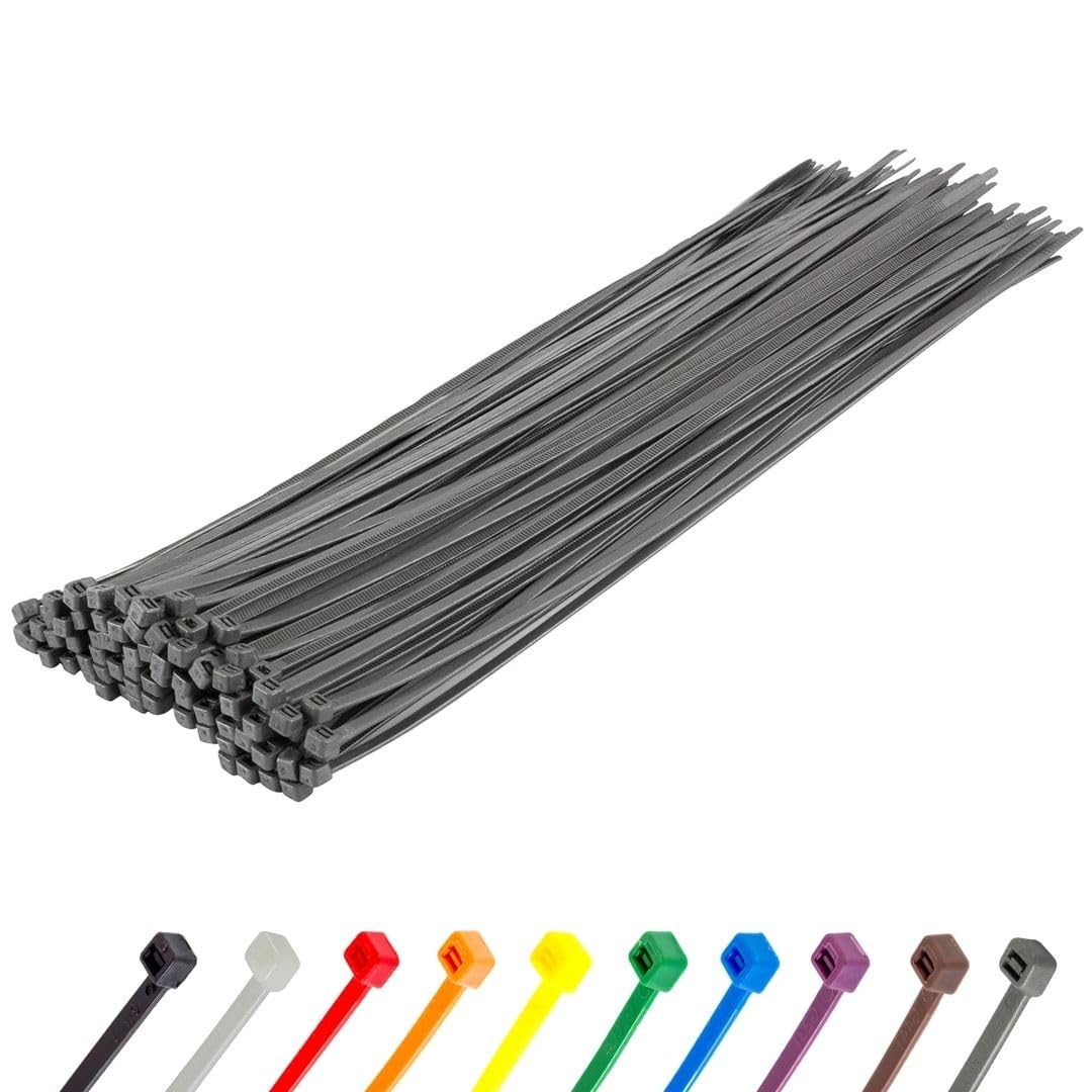 Gocableties Small Silver Cable Ties, 100mm x 2.5mm, Pack of 100, 4” Premium Nylon Zip Ties, Plastic Tie Wraps, Secure Self-Locking Mechanism, for Home, Garden, Office and DIY
