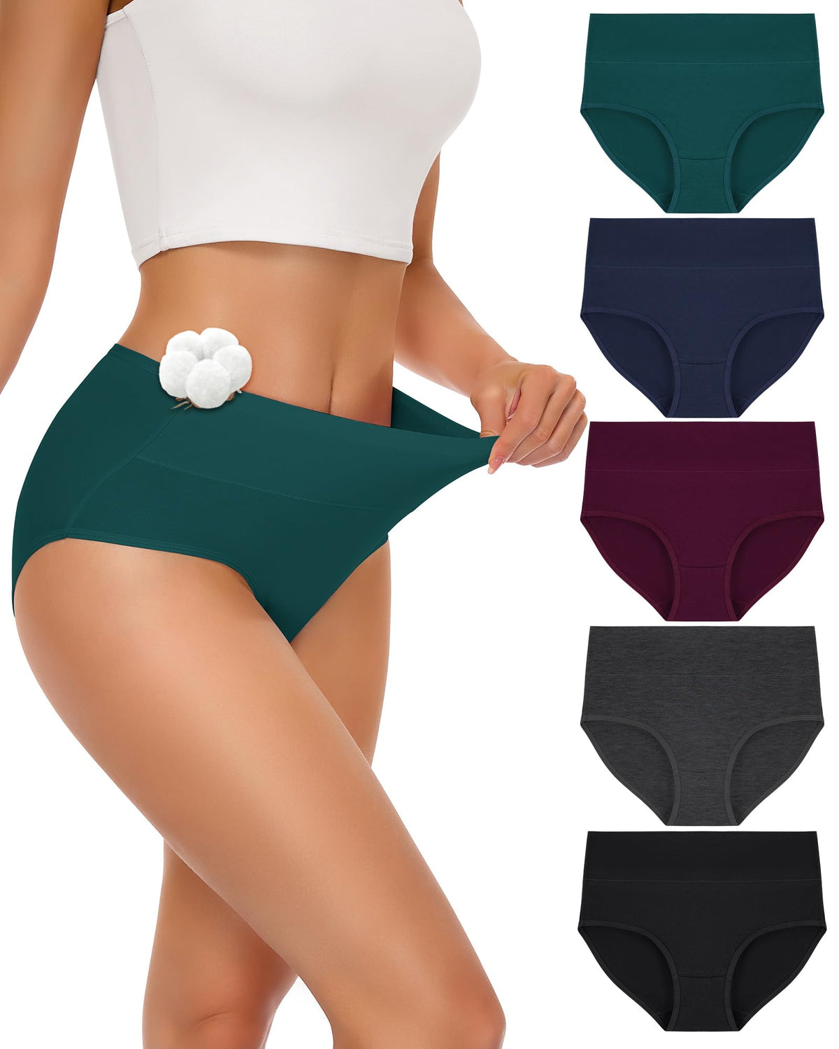 SIMIYA Cotton Underwear Women, High Waisted Knickers for Women Multipack
