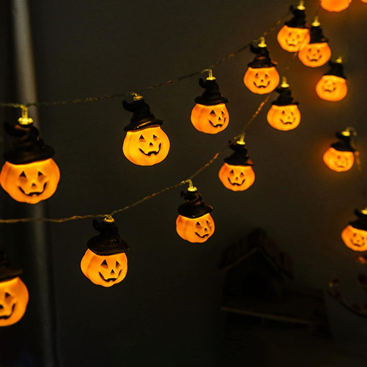 Jsdoin Pumpkin Lights 5M Halloween String Lights Battery Powered Halloween Decoration Pumpkin Lights 16.5ft 20 LED for Party Indoor Outdoor Home Festival Decoration