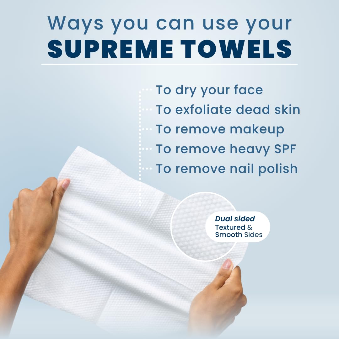 Clean Towels XL®, 100% USDA Biobased Face Towel, Disposable Face Towelette, Eczema Association Accepted, Makeup Remover Dry Wipes, Ultra Soft, 50 ct per pack, 3 Packs, 150 Ct Total