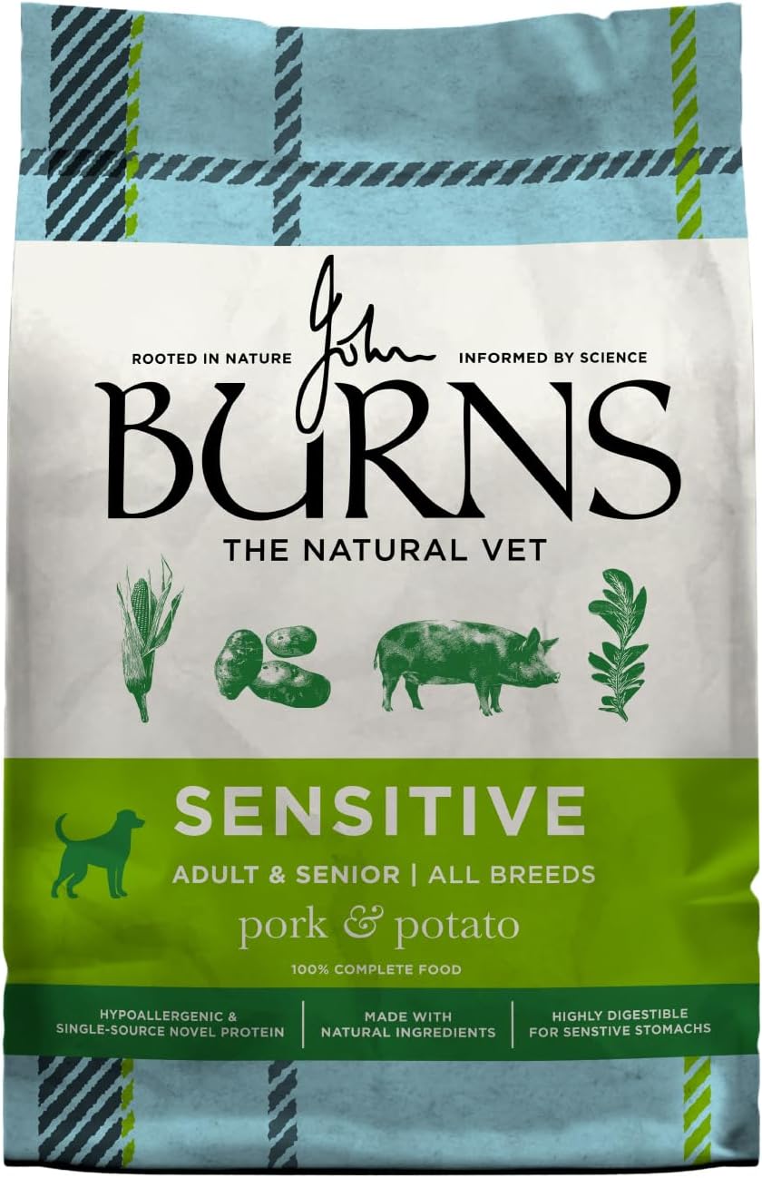 Burns Pet Nutrition Hypoallergenic Complete Dry Dog Food Adult and Senior Dog Sensitive with Pork and Potato 2 kg