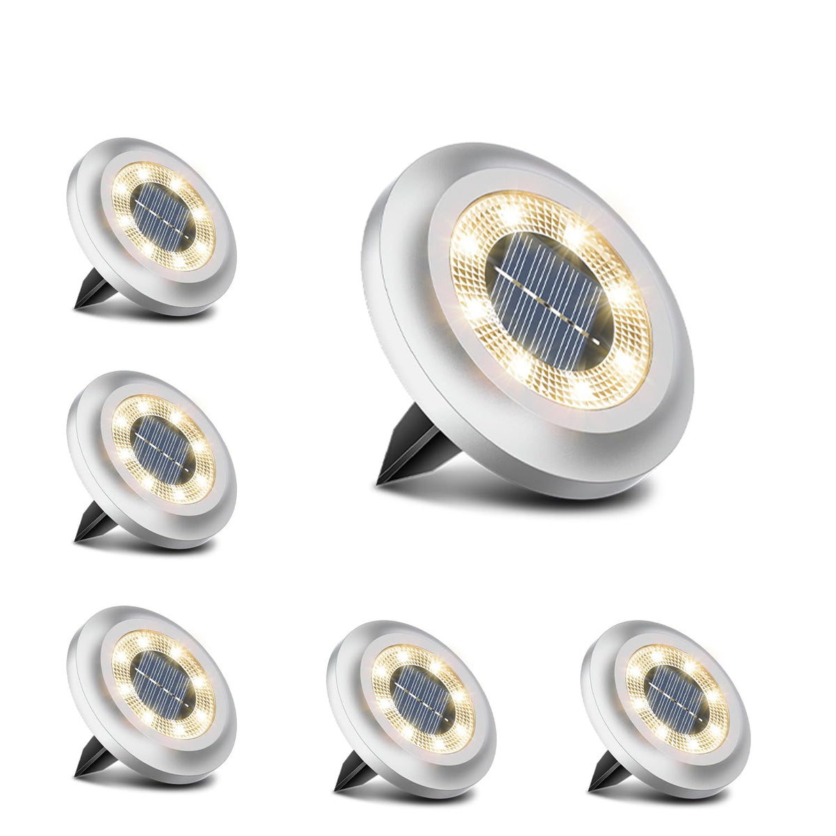 Torchtree Solar Lights Outdoor Garden,600mAh Solar Ground Lights, 8 LED Solar Disk Lights for Garden Lawn Pathway Yard Landscape Walkway（8 Pack Bright White） ﻿