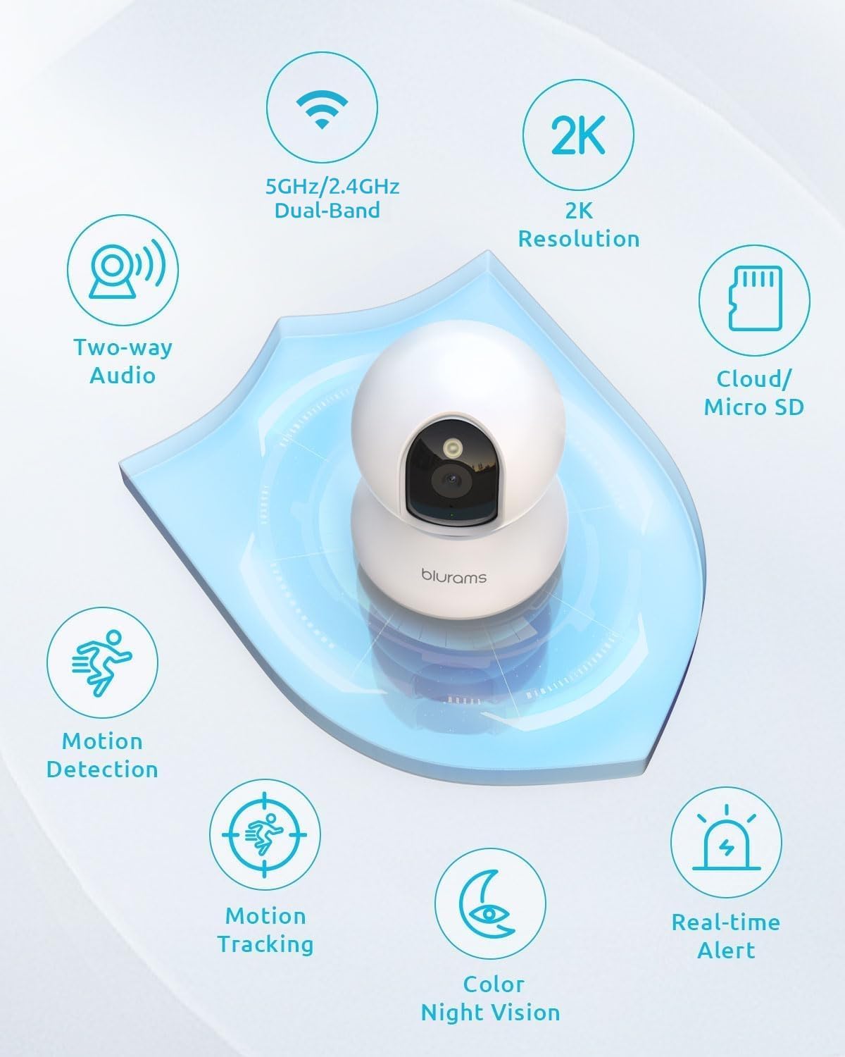 blurams Pet Camera 2K, Indoor Cameras, Dog Camera, 360° Home Security Cameras, Color Night Vision, Motion Tracking, 2-Way Talk, Cloud&SD, APP Control, Compatible with Alexa