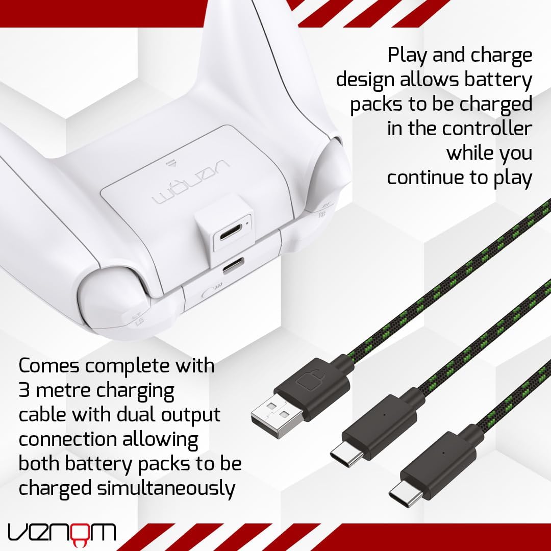 Venom Rechargeable Battery Twin Pack - White (Xbox Series X & S/Xbox One)