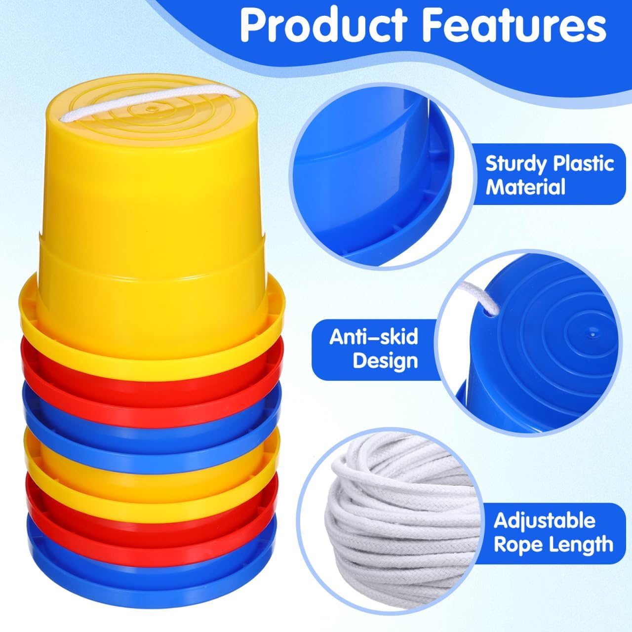 Vaguelly Kids Plastic Jumping Stilts 3 Pairs Outdoor Balance Toys for Children Coordination Training Fun Walker Buckets
