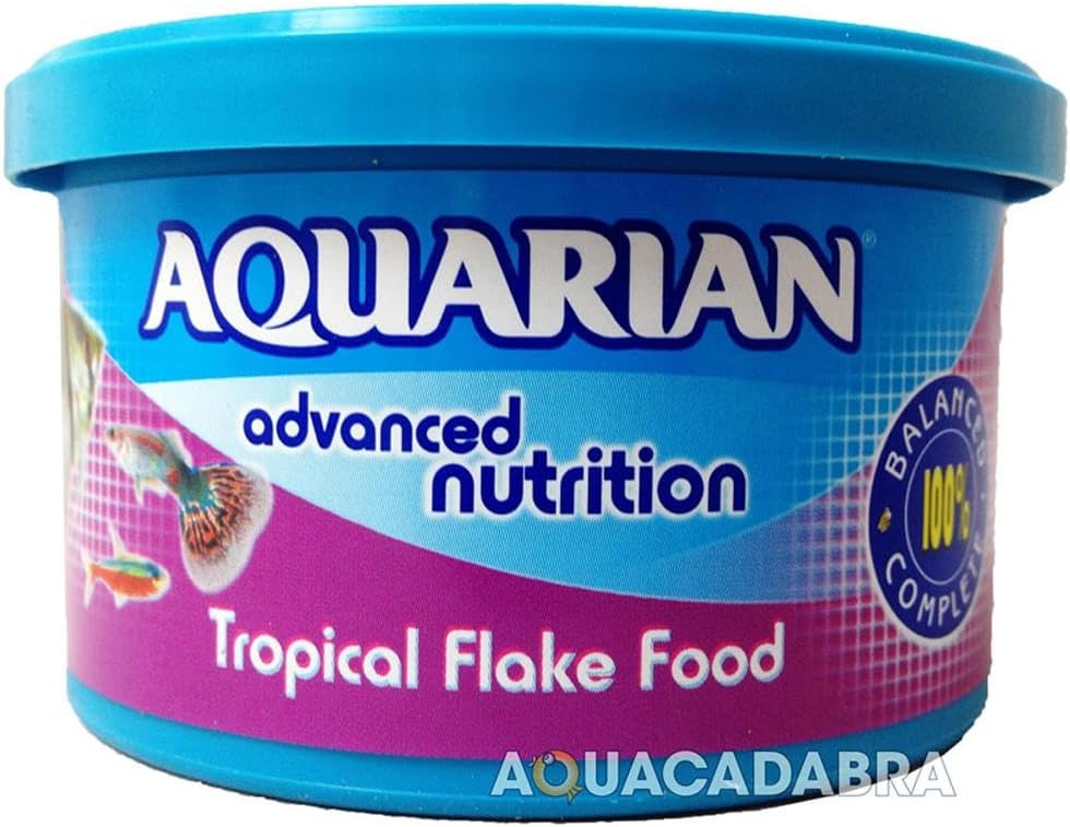 AQUARIAN Complete Nutrition, Aquarium Tropical & Temperate Fish Food Flakes, 50g Container