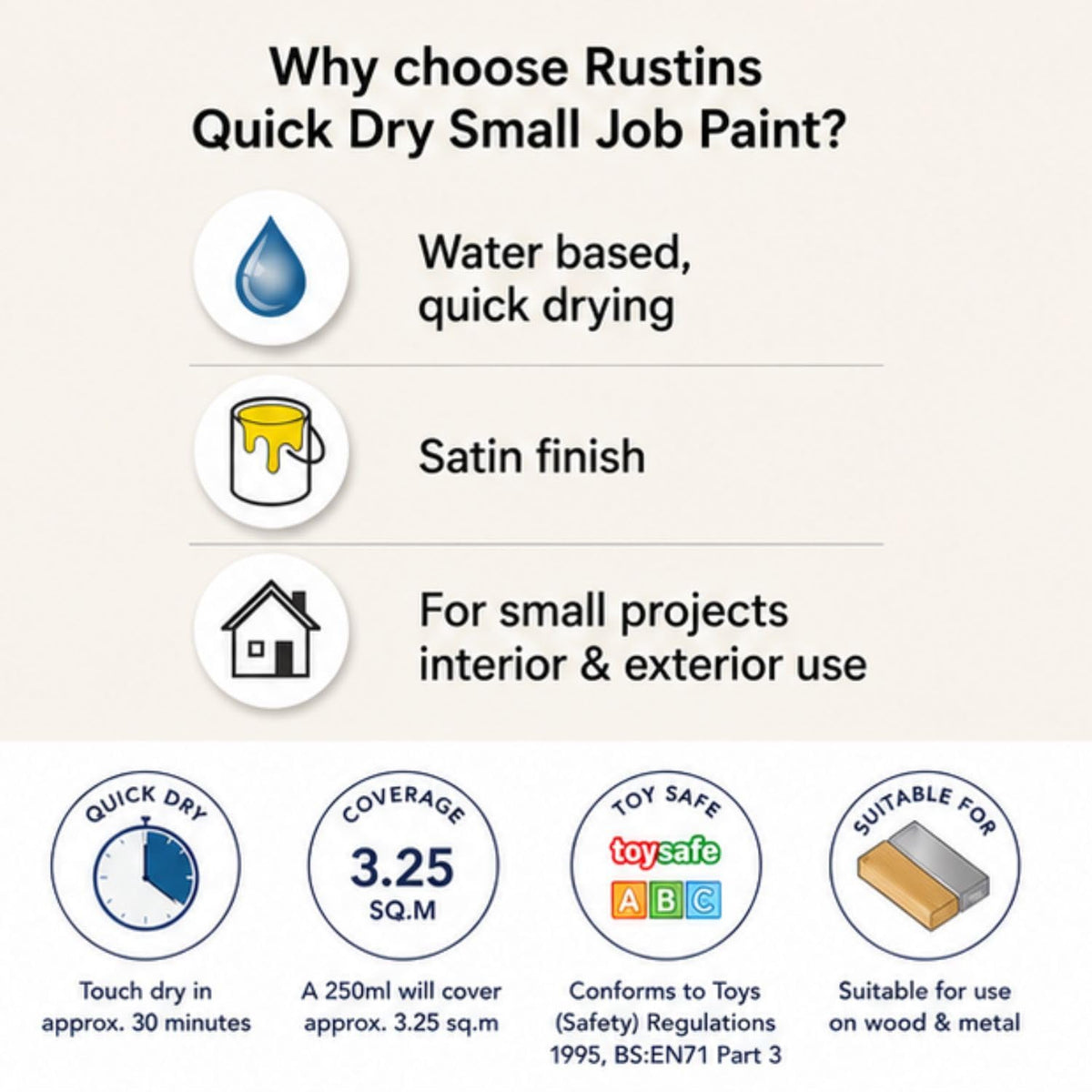 RUSTINS Small Job Satin Paint Chocolate 250ml