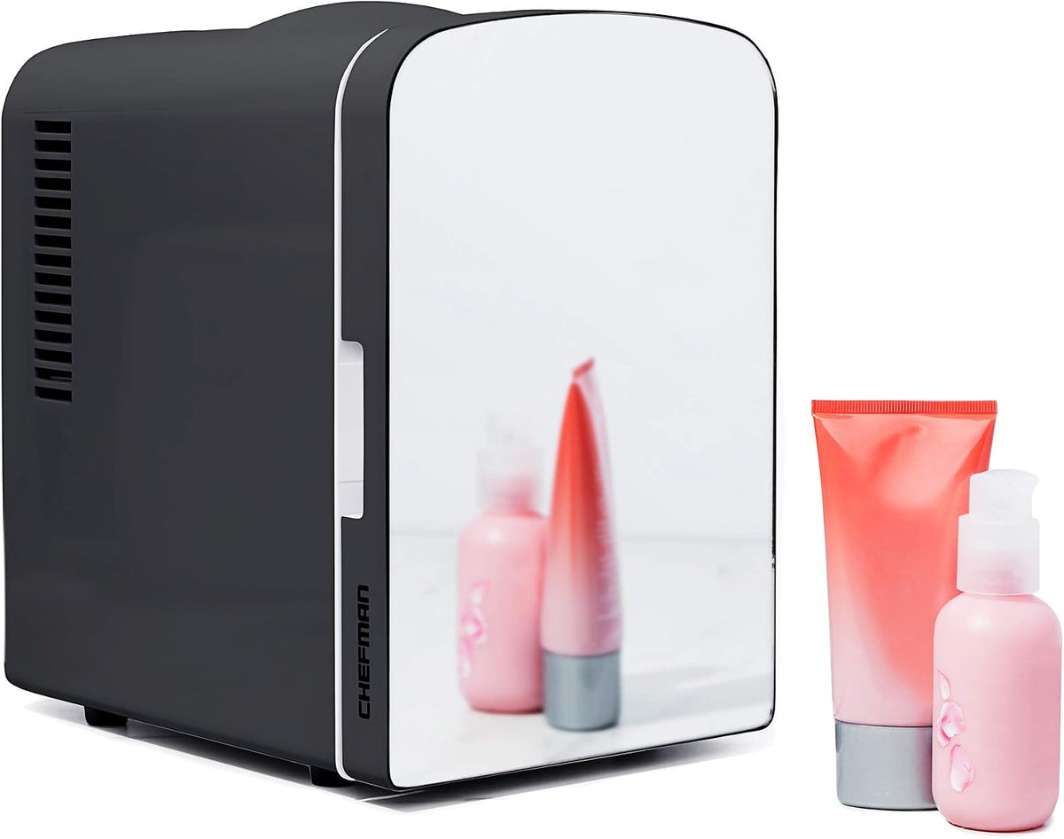 Iceman Mini Portable Eraser Personal Fridge, Cools & Heats, 4 Litre Capacity, Chills 6 12oz cans, 100% Freon-Free & Eco Friendly, Includes Plugs for Home Outlet & 12V Car Charger, Black