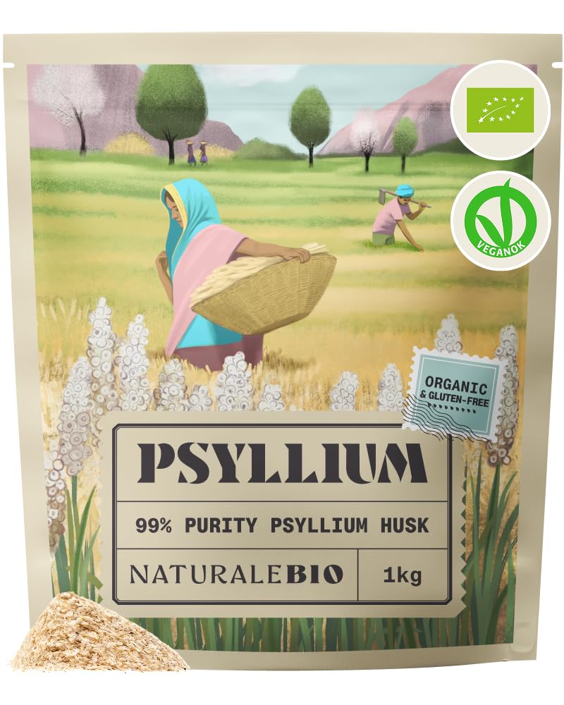 NaturaleBio Organic Psyllium Husk 99% Purity Lab-Tested Gluten-Free