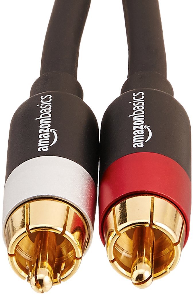 Amazon Basics 2 RCA Audio Cable for Amplifier,Active Speakers or Subwoofer with Gold-Plated Plugs, 4.6 m, Black
