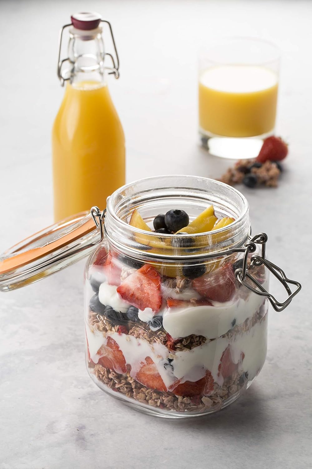 Kilner Square Clip Top Jar 250ml (0.25L) Airtight Glass Jar for Storing Herbs Spices Dried Fruits Nuts and Seeds