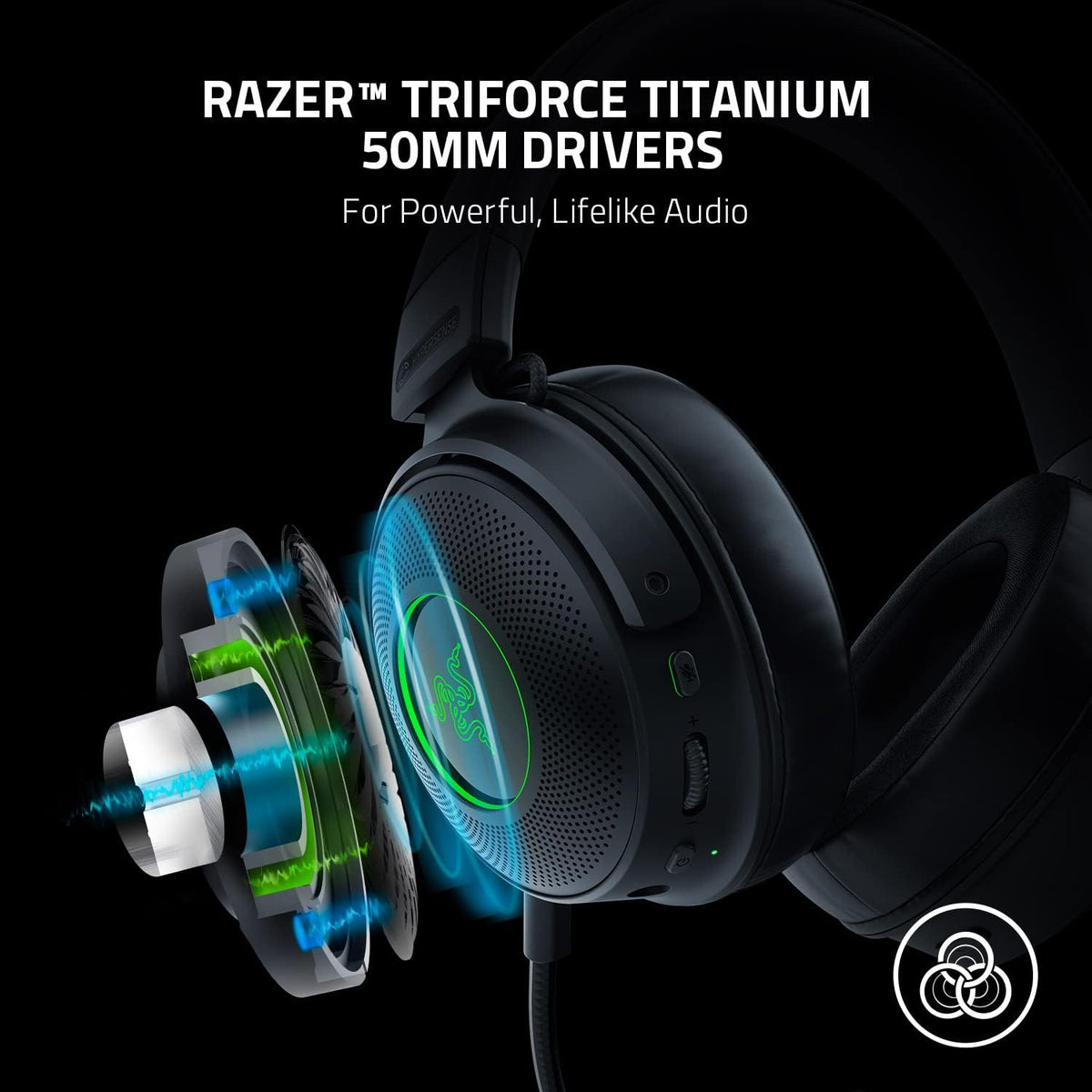 Razer Kraken V3 X USB - Wired USB Gaming Headset (ultra-lightweight at 285g, TriForce 40mm drivers, HyperClear Cardioid Microphone, 7.1 surround sound, Chroma RGB) Black