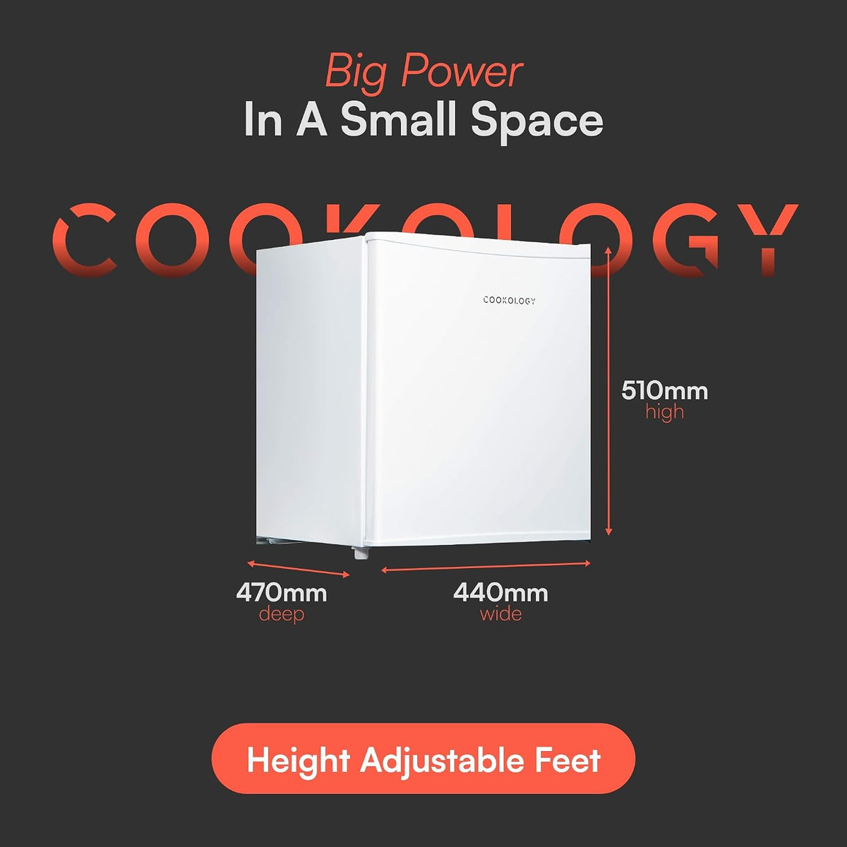 Cookology 31L Small Tabletop Mini Freezer - Adjustable Legs - White
