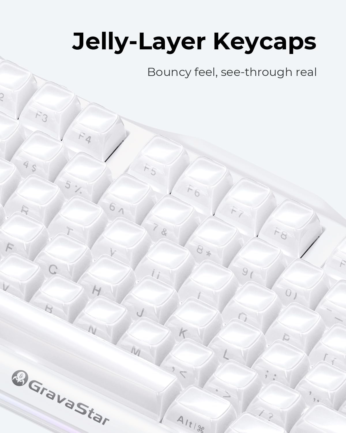 GravaStar Mercury K1 Mechanical Keyboard with Aluminium Frame, 75% Wireless Gaming Keyboard, Hot Swap Custom Keyboard with Button, Gasket, RGB Tri-Mode Keyboard, PBT Keycaps, 8000 mAh White