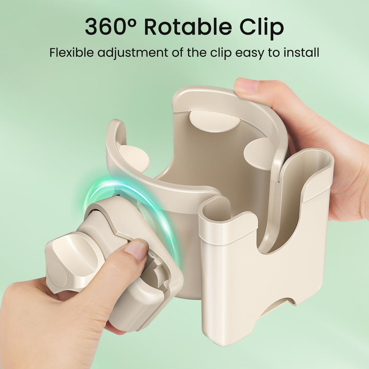 2-Pack Pram Cup Holder with Phone Holder, Universal Pram Buggy Accessories