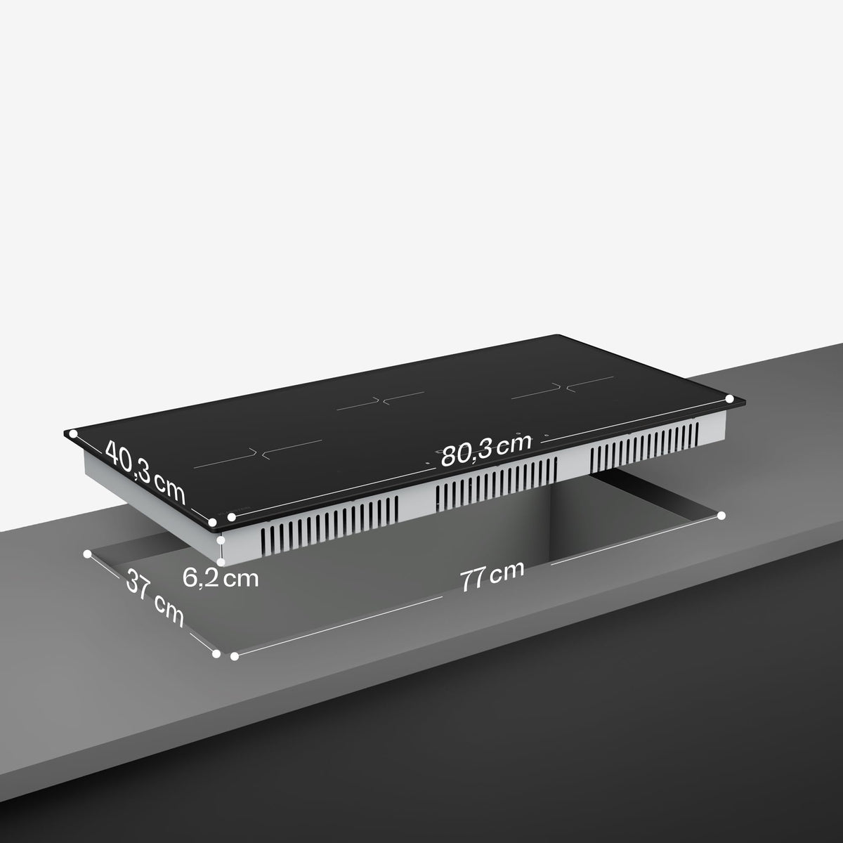 Klarstein Velaire Induction Hob 90 cm – 5 Zone Cooktop 7200W, Touch Slider, 9 Power Levels, 2 Flex Zones, Residual Heat Indicator