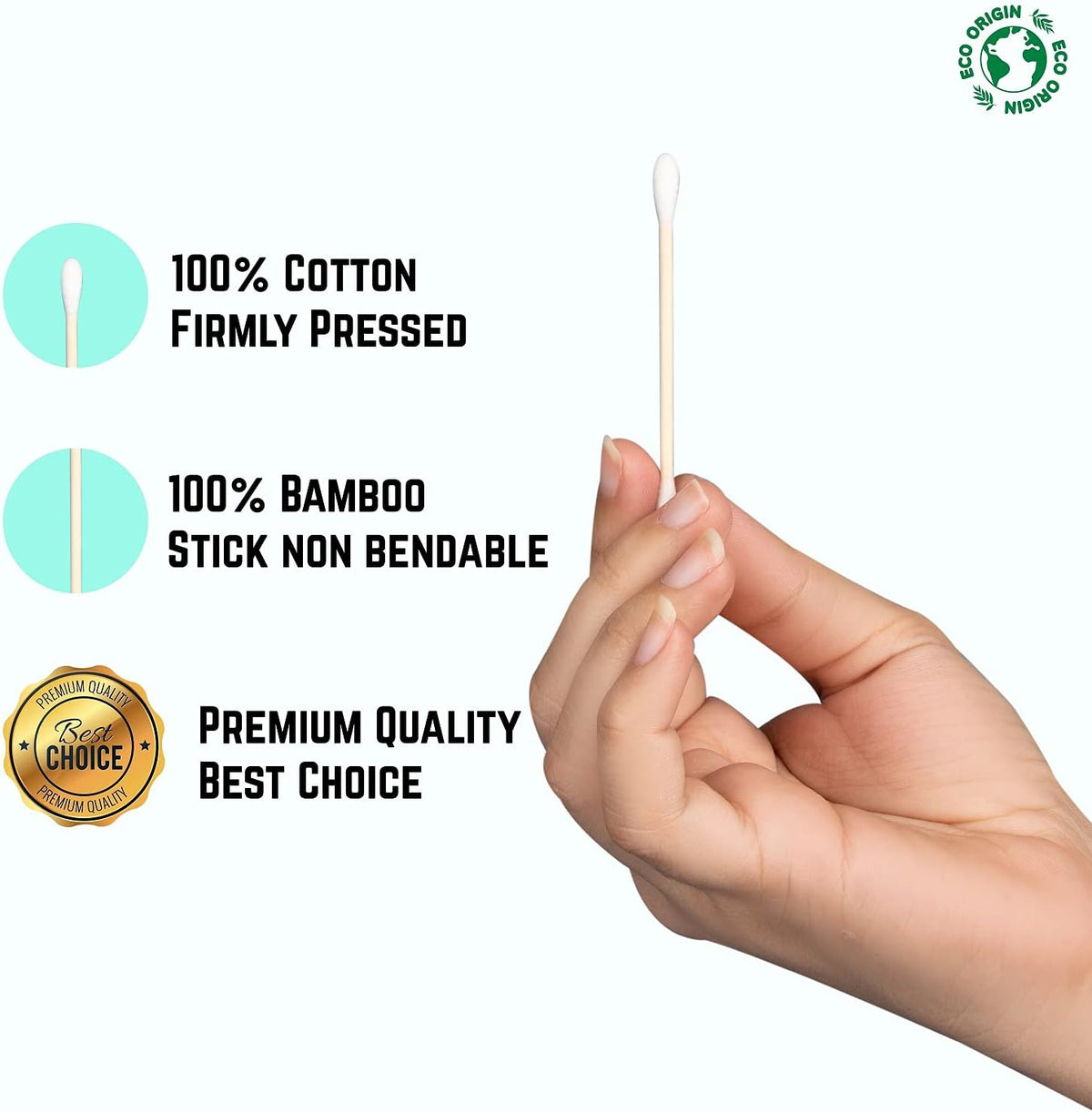 600 Bamboo Cotton Buds | 100% Eco-Friendly Biodegradable | Cotton Buds Bamboo | Ear Swabs | Ear Picks | Cotton Ear Buds | 6 x100 Ear Buds Cotton