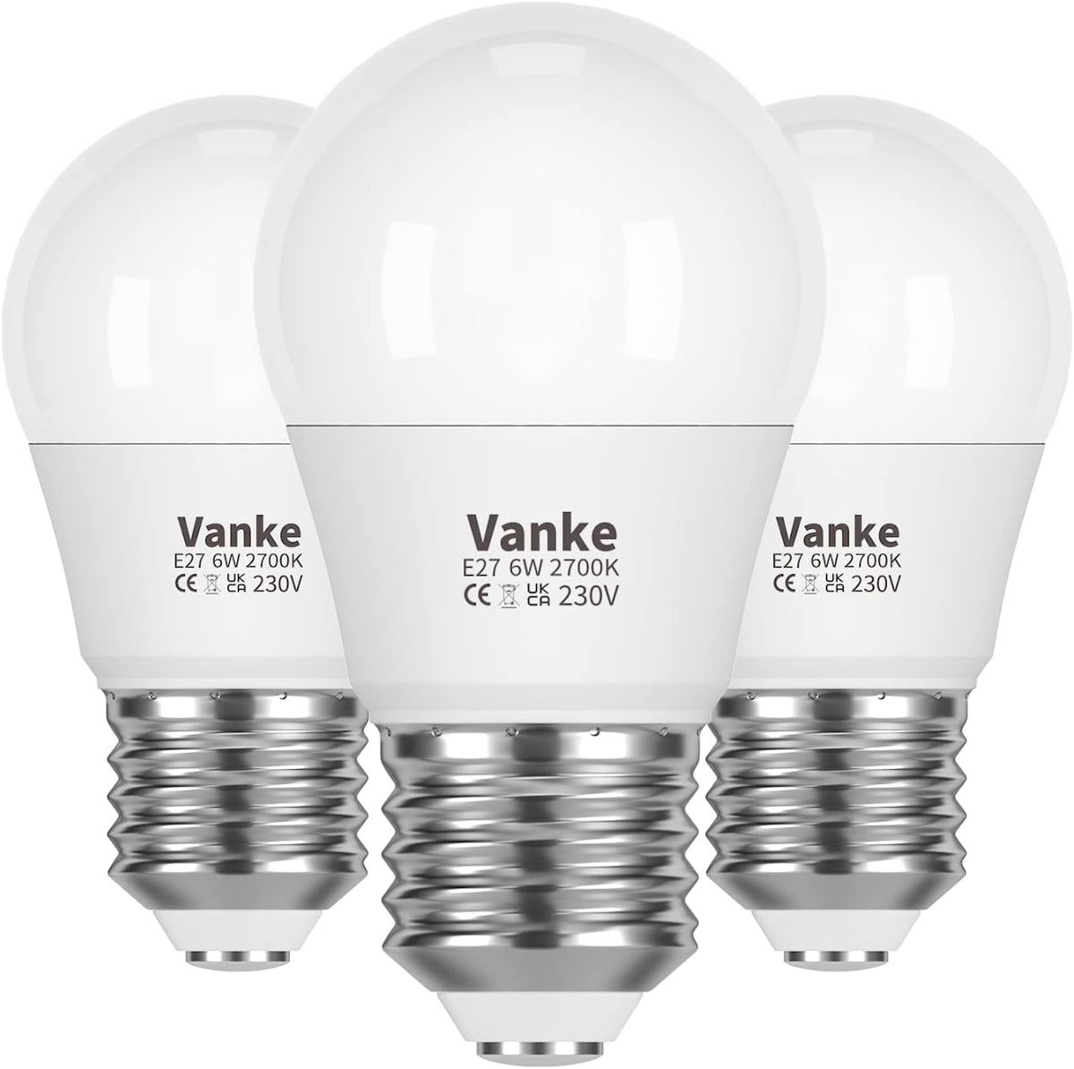 Vanke E27 Screw LED Bulb, Warm White 2700K, 6W(40W Equivalent), Pack of 3