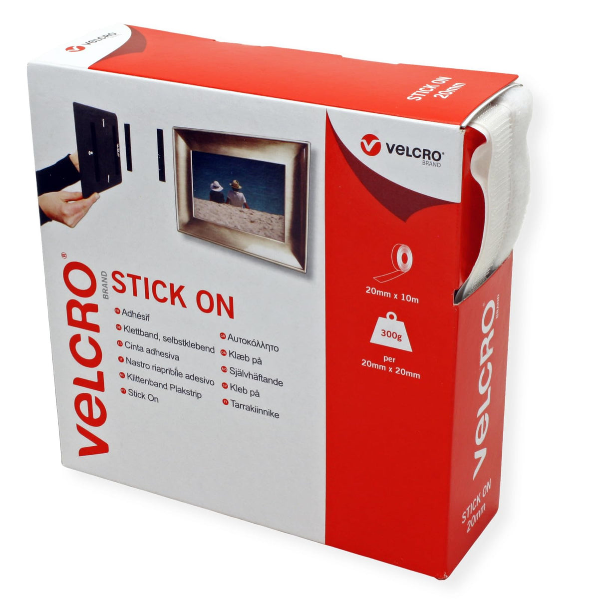 VELCRO Brand VEL60210 - Stick On Hook and Loop Fasteners | Perfect for Home or Office | 20mm x 1m Tape | White