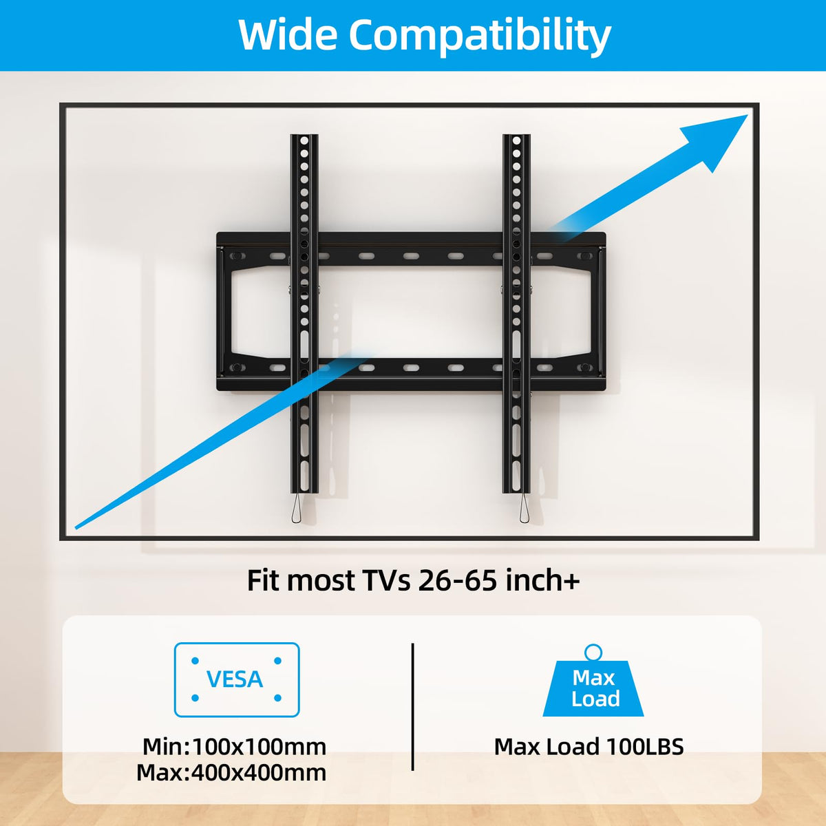 HOME VISION Heavy Duty Fixed TV Wall Bracket for 32-86 Inch Flat Screens
