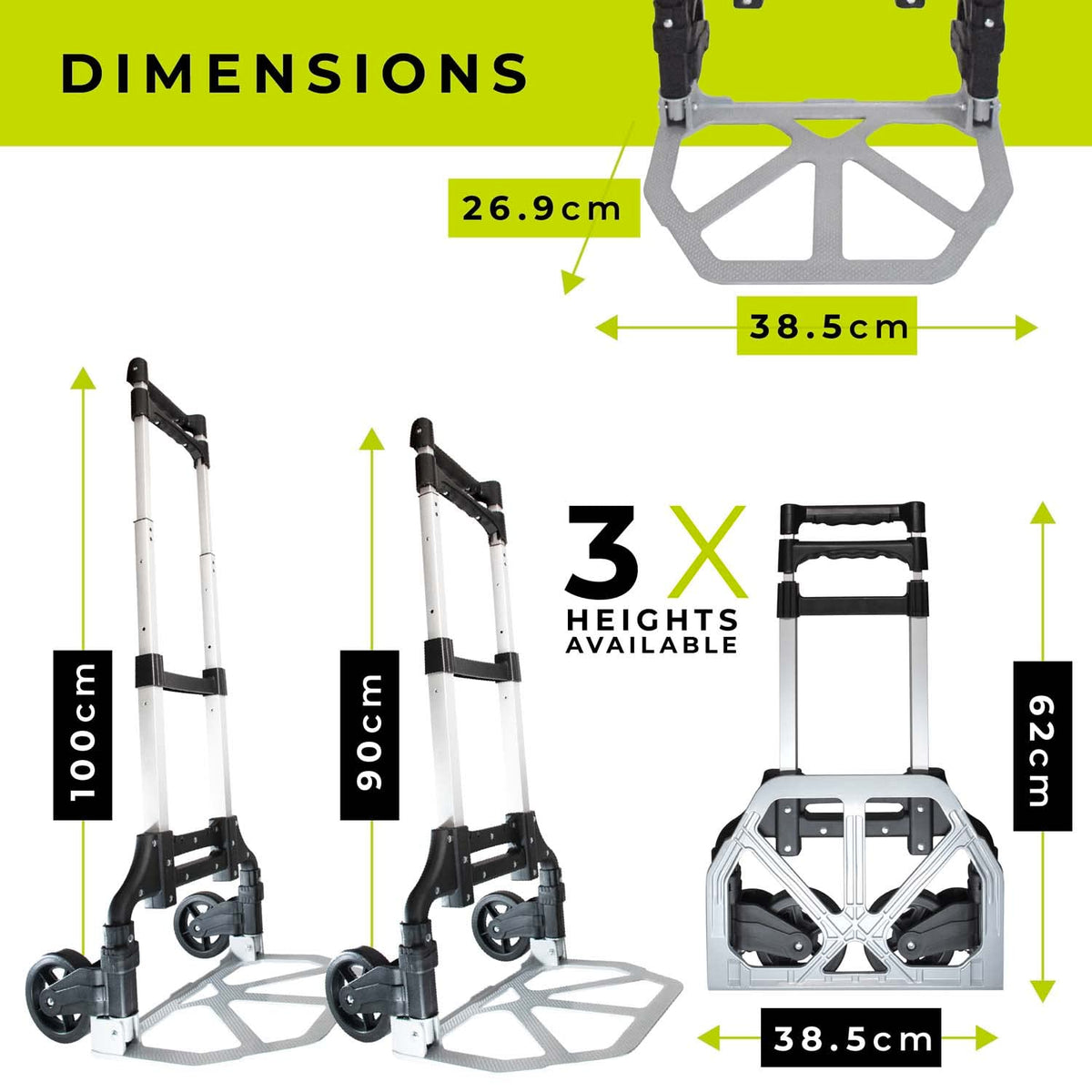 WMR Heavy Duty Folding Aluminium Hand Truck Trolley | Multi-Purpose Sack Barrow Cart | Lightweight & Durable Aluminium Trolley for Luggage, Groceries, Office, Warehouse | 80KG Load Capacity