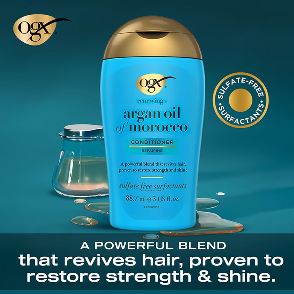 OGX Argan Oil of Morocco Hair Conditioner, Hydrate and Repair, Intensively Moisturises, for Dry and Damaged Hair, Sulfate Free Surfactants, 385ml