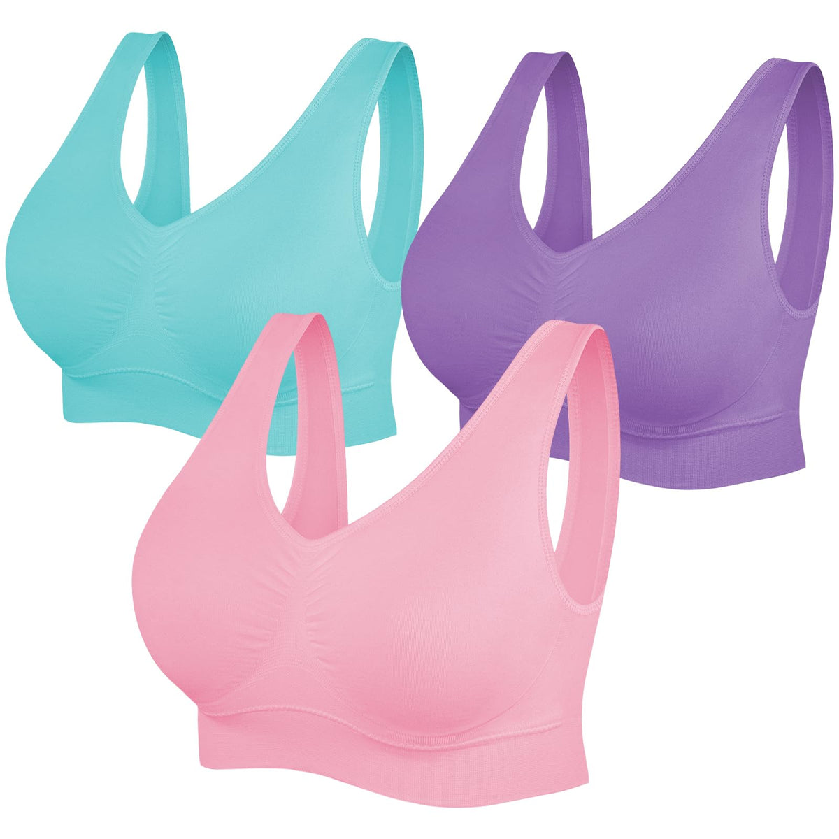 SIMIYA Comfort Sports Bras Women Plus Size Seamless Yoga Bra Removable Pads