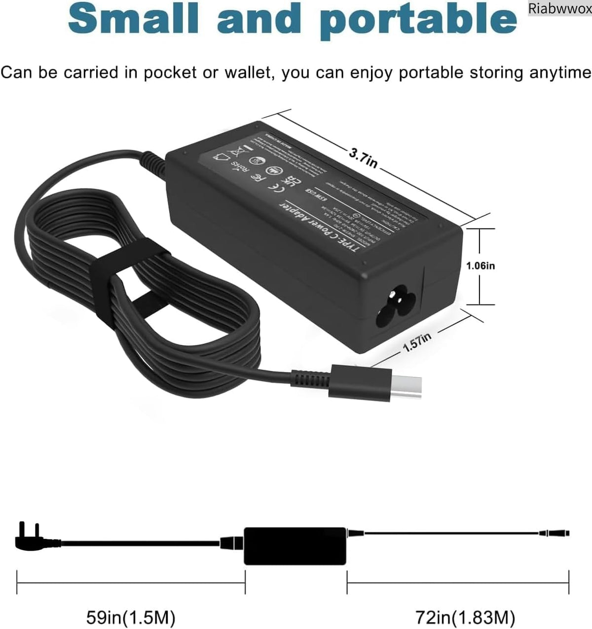 4.5 X 3mm 65W Laptop Charger Compatible with Dell Inspiron 15